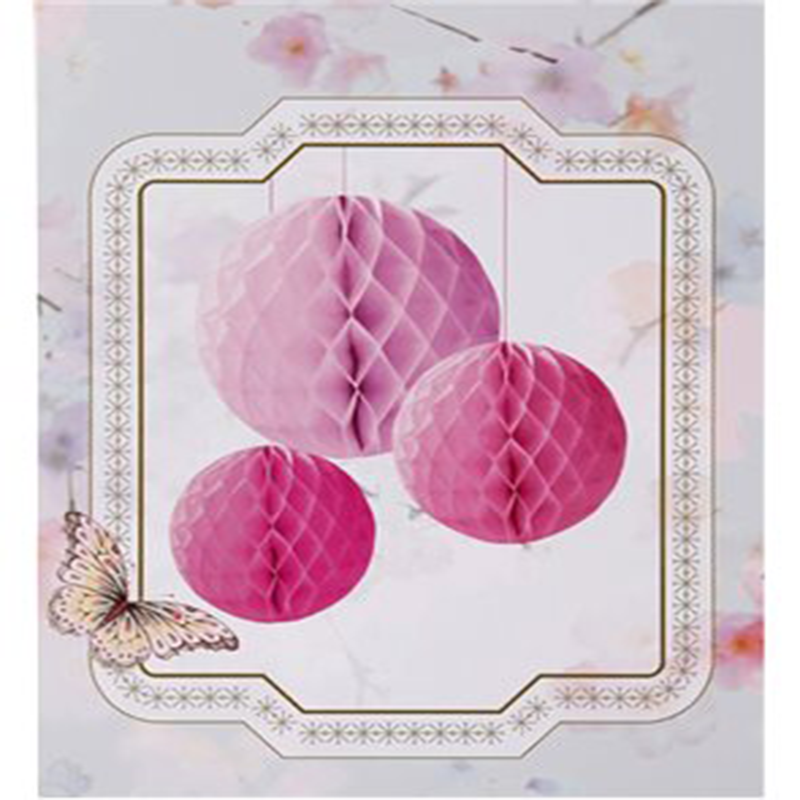 Bolas de papel de nido de abeja en tonos rosas, pack de 3 uds